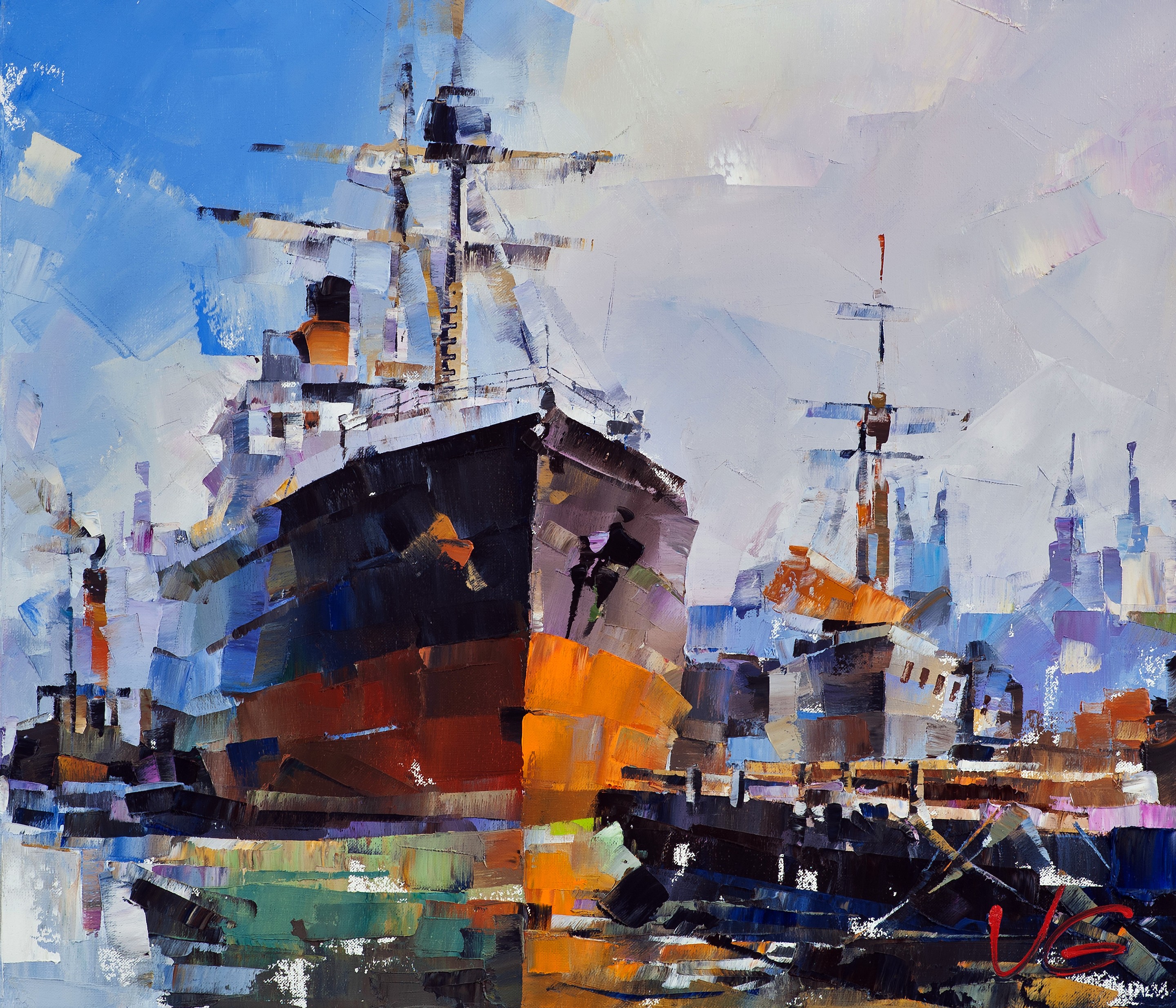 Volodymyr Gluhomanyuk, Ships at the old lighthouse - series Golden age Volodymyr Gluhomanyuk, Ships at the old lighthouse - series Golden age