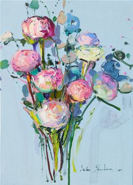 Peinture, Peonies on blue, Helen Shukina