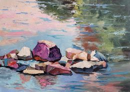 Peinture, Rocks in the lake. Landscape, Schagen Vita