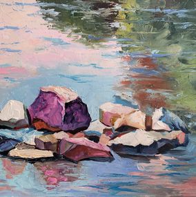 Painting, Rocks in the lake. Landscape, Schagen Vita