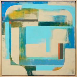 Painting, Circle in Circle Sand & Blue, Ronald Hunter