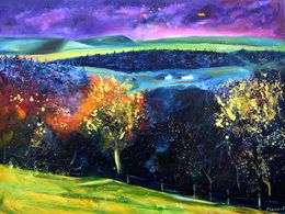 Peinture, Magic light on trees, Pol Ledent