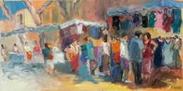 Painting, Le marché de Cotignac, Anne Ricard