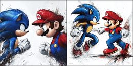 Print, Sonic Vs Mario Split - EA, Ske