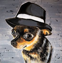 Painting, French school Chihuahua Al Capone, Bazévian Delacapucinière