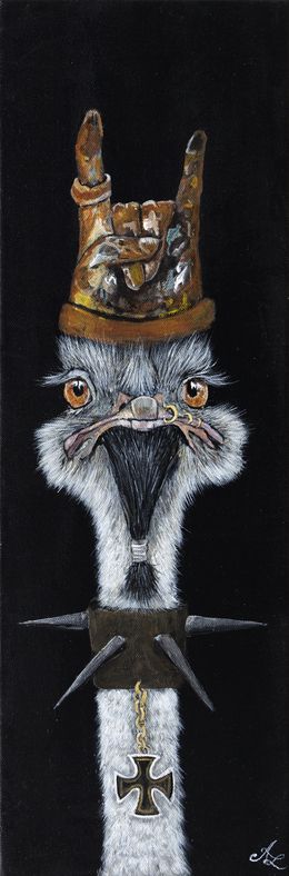 Gemälde, Helfestruche - Série Portrait Autruche personnifiée, Anita Leray