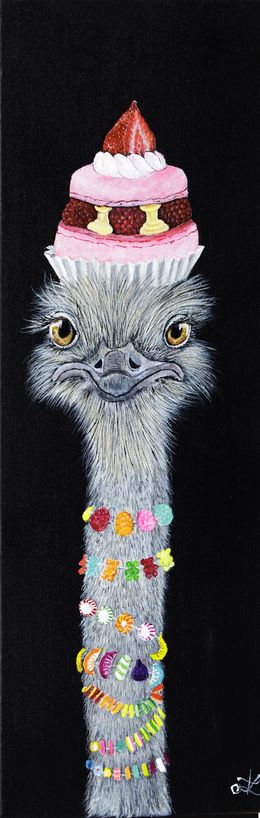 Peinture, Gourmandetruche - Série Portrait Autruche personnifiée, Anita Leray