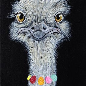 Gemälde, Gourmandetruche - Série Portrait Autruche personnifiée, Anita Leray
