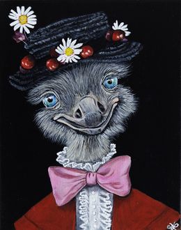 Gemälde, Poppinstruche - Série Portrait Autruche personnifiée, Anita Leray