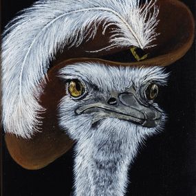 Gemälde, Cyranotruche - Série Portrait Autruche personnifiée, Anita Leray