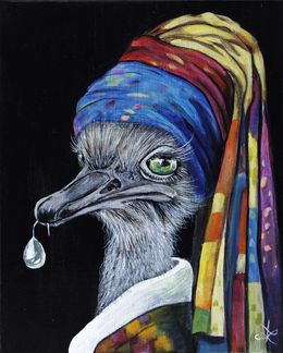 Gemälde, Vermertruche - Série Portrait Autruche personnifiée, Anita Leray