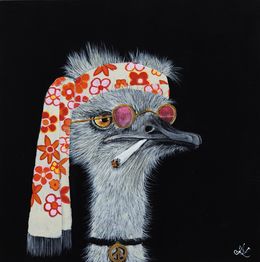 Gemälde, Hippytruche - Série Portrait Autruche personnifiée, Anita Leray