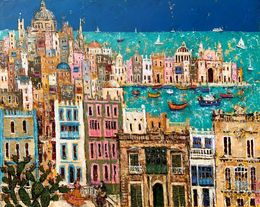 Gemälde, Balconies of Valletta, Malta, Ellie Hesse