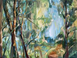 Painting, Illuminated by the Sun. Forest original painting, Momalyu Liubov Kriuchkova