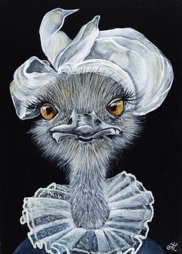 Gemälde, Le Bruntruche - Série Portrait Autruche personnifiée, Anita Leray