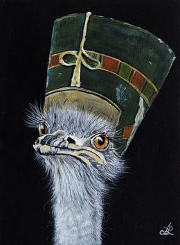 Gemälde, Nephertutruche - Série Portrait Autruche personnifiée, Anita Leray