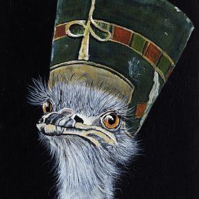 Gemälde, Nephertutruche - Série Portrait Autruche personnifiée, Anita Leray