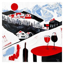 Print, Après-Ski Wine Delight in the Snowy Alps, Kristina Mallen