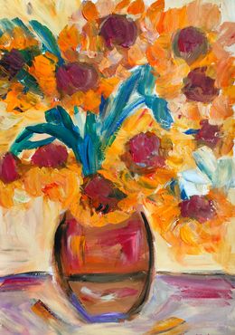 Painting, Among the sunflowers, Natalya Mougenot
