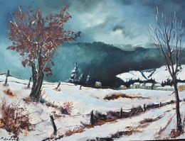 Painting, Winter in my countryside, Pol Ledent