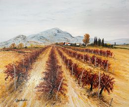 Gemälde, Vignes en automne  réf : CPBD1100, Lucien Gondret