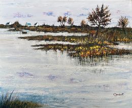Gemälde, Reflets de nuages sur l'étang réf : CPBD1094, Lucien Gondret