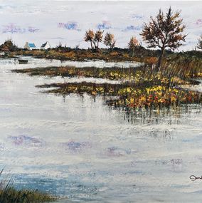 Painting, Reflets de nuages sur l'étang réf : CPBD1094, Lucien Gondret