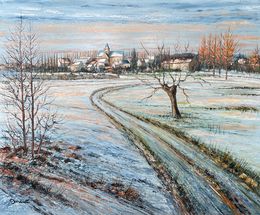 Gemälde, Neige au vieux Saule à US, Véxin réf : CPBD1095, Lucien Gondret