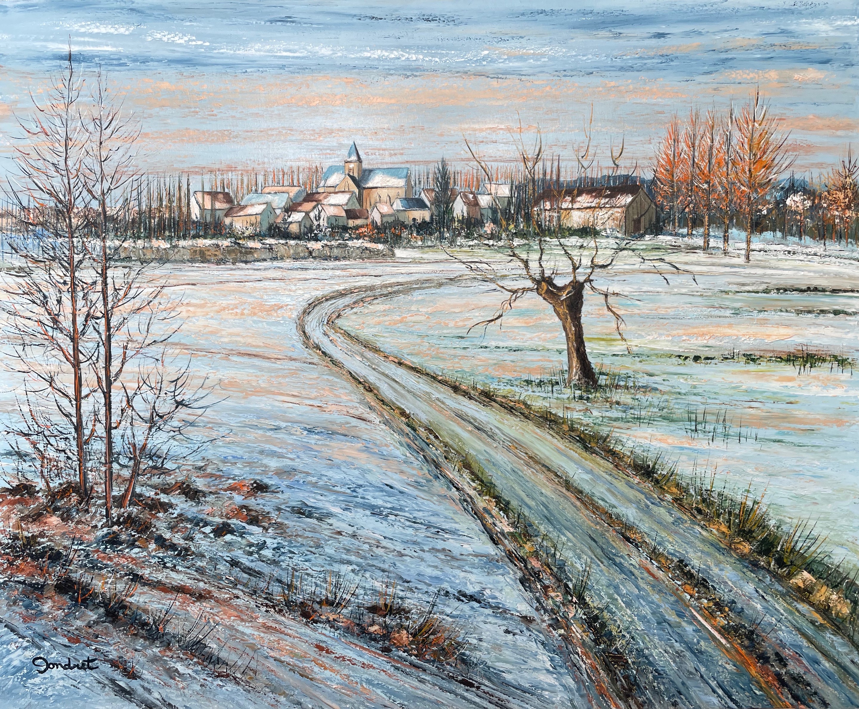 Lucien Gondret, Neige au vieux Saule à US, Véxin réf : CPBD1095 Lucien Gondret, Neige au vieux Saule à US, Véxin réf : CPBD1095