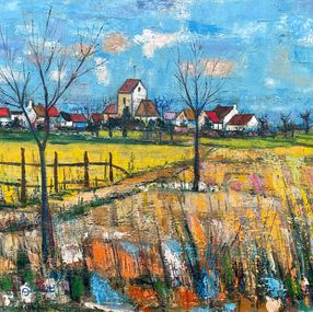 Gemälde, Le pré en fleurs devant la Villeneuve St Martin  réf : CPBD1093, Lucien Gondret