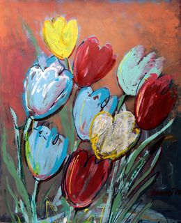 Gemälde, Blue Tulips, Rakhmet Redzhepov (Ramzi)