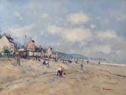 Painting, Promenade à Blonville sur mer, Normandie réf : CBPD1110, Jean Pierre Dubord