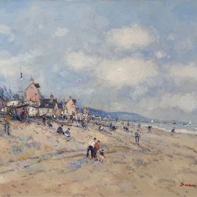 Gemälde, Promenade à Blonville sur mer, Normandie réf : CBPD1110, Jean Pierre Dubord