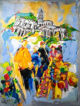 Peinture, Le marche de St Sernin, Bernard Cadène