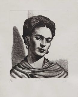 Print, Frida Kalho con rebozo, Francisco Muñoz Tejeida