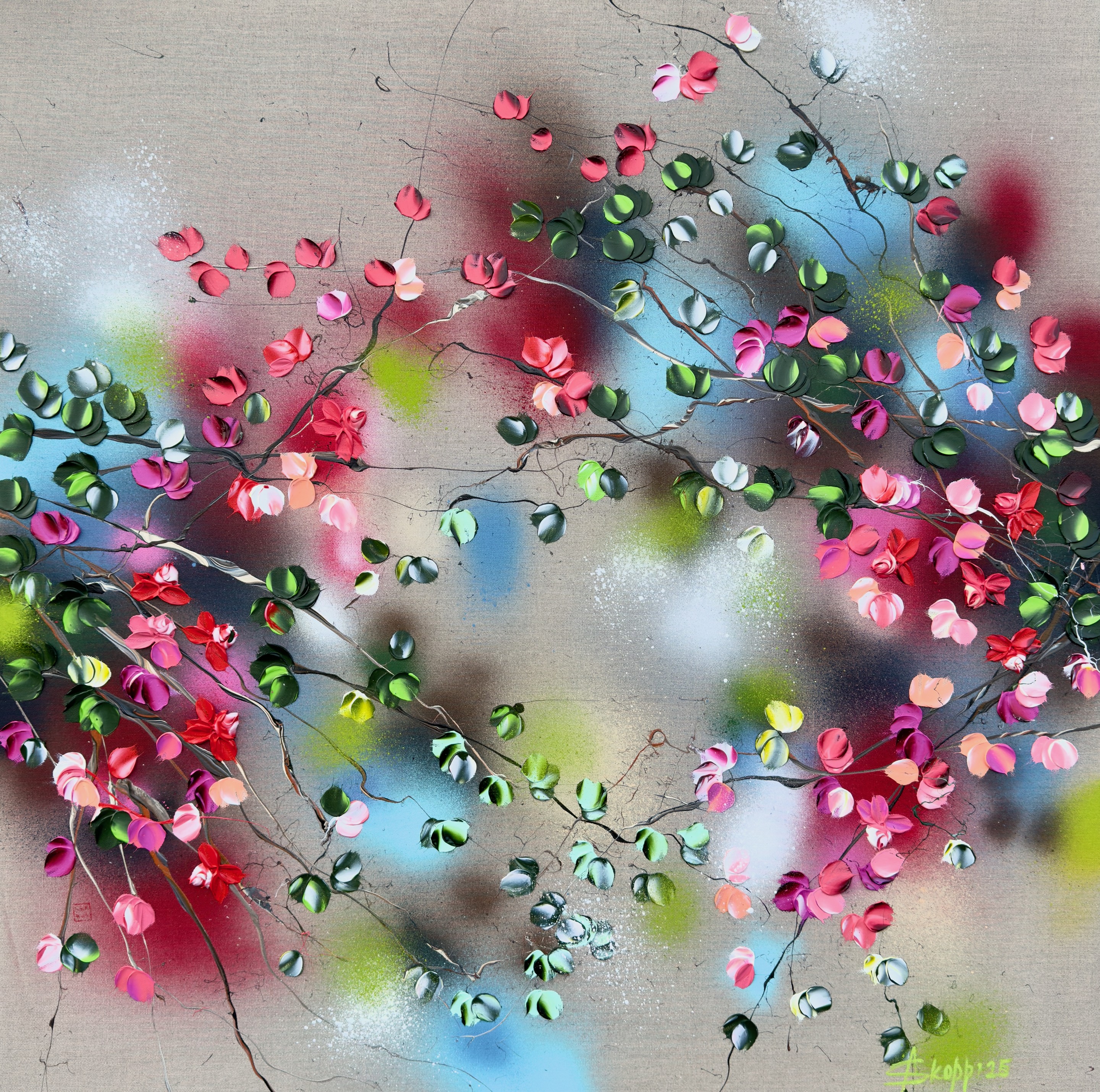 Anastassia Skopp, Zen Blossoms - floral asian original art Anastassia Skopp, Zen Blossoms - floral asian original art