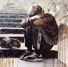 Peinture, I am alone (homeless child), Vladyslav Kazachenko