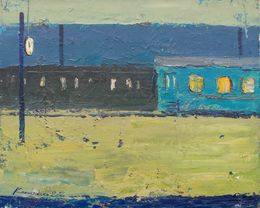 Peinture, Night railway station, Vladyslav Kazachenko