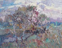 Painting, The apricot is in bloom. Twilight, Oleksandr Khrapachov