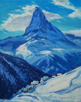 Gemälde, Winter day near the Matterhorn, Alisa Onipchenko-Cherniakovska