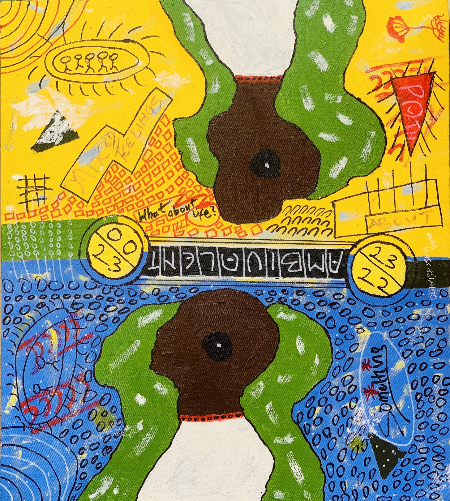 Olumide Ajayi, Ambivalent - 21st Century, Contemporary, Abstract, Pop Culture, Emotions, Colors Olumide Ajayi, Ambivalent - 21st Century, Contemporary, Abstract, Pop Culture, Emotions, Colors