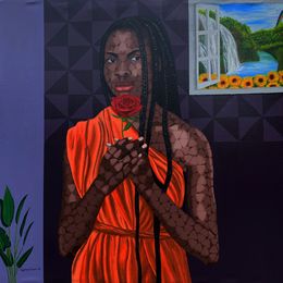 Gemälde, Give It To Me - 21st Century, Contemporary, Figurative, Floral, Africa, Women, Oyeleye Feranmi