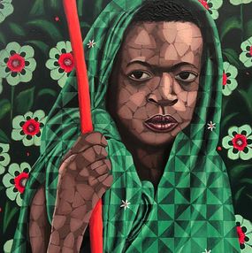 Gemälde, Embrace (Nature) 2 - 21st Century, Contemporary, Figurative Portrait, Africa, Women, Oyeleye Feranmi
