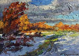 Gemälde, The first snow fell, Boris Serdyuk