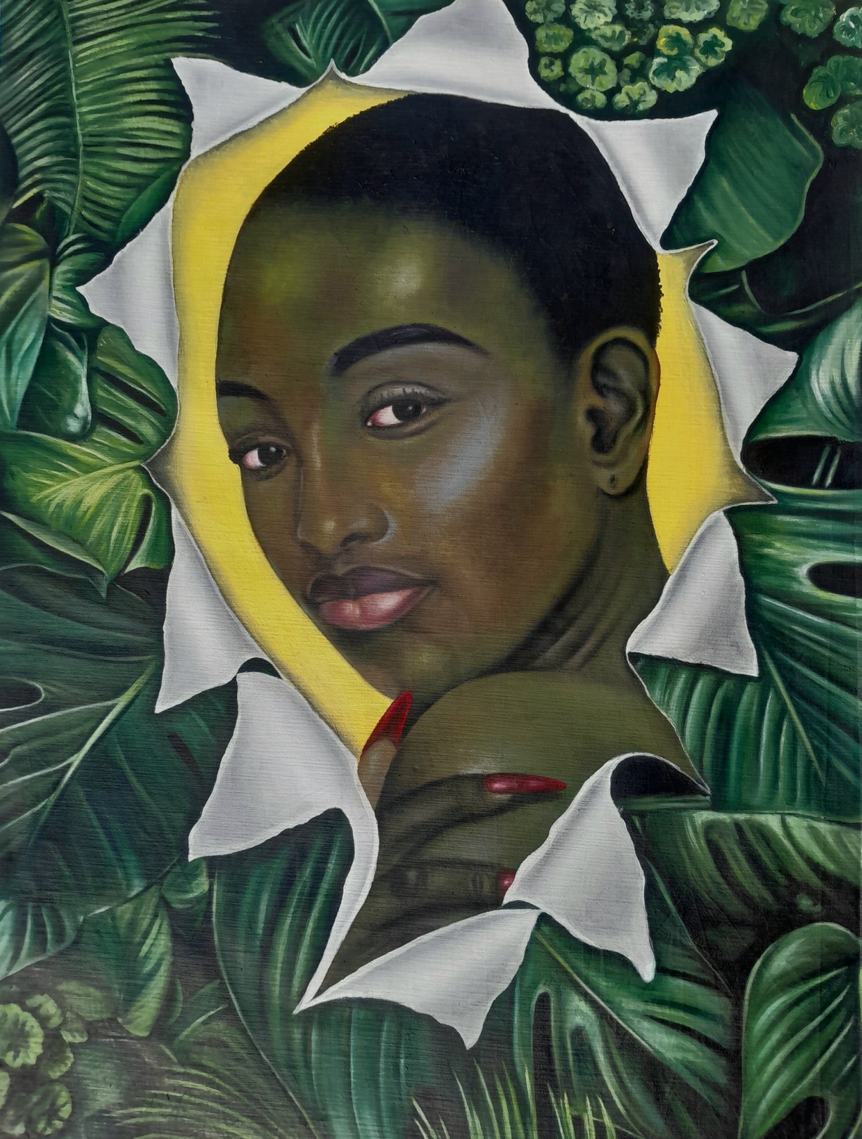 Kehinde Oyafajo, Illumination - 21st Century, Contemporary, Figurative Portrait, Women, Plant Kehinde Oyafajo, Illumination - 21st Century, Contemporary, Figurative Portrait, Women, Plant