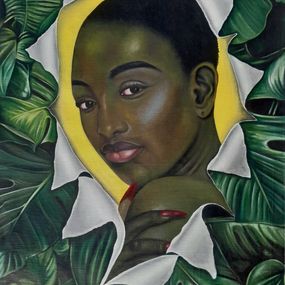 Gemälde, Illumination - 21st Century, Contemporary, Figurative Portrait, Women, Plant, Kehinde Oyafajo