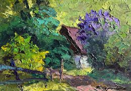 Gemälde, Lilac bush in the garden, Boris Serdyuk