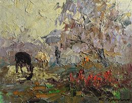 Painting, Autumn morning fog, Boris Serdyuk
