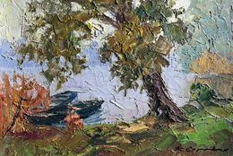 Gemälde, Boats on the shore, Boris Serdyuk