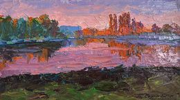 Gemälde, Evening on the river, Boris Serdyuk